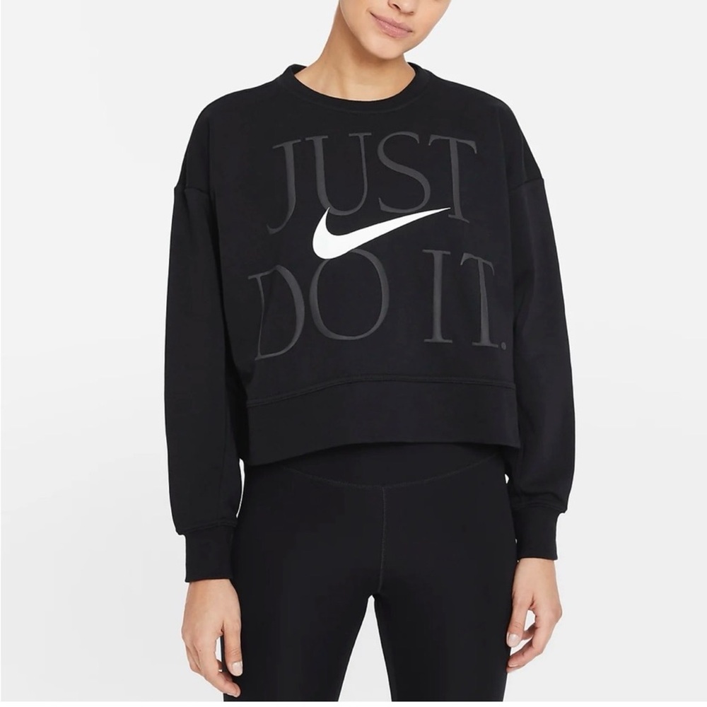 Nike Women's Black 'Just Do It' Crop Sweatshirt Sz M (24” PTP)